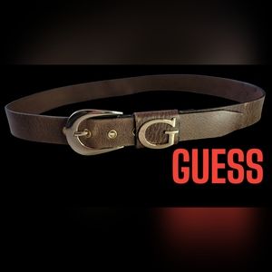 SALE M Genuine Leather Guess Belt Gold Hardware Sz M